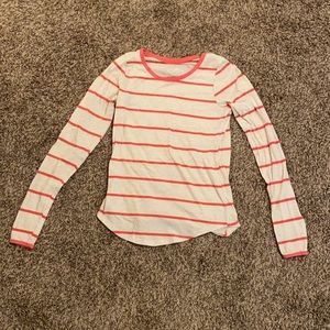 Cream and pink long sleeve shirt, size small